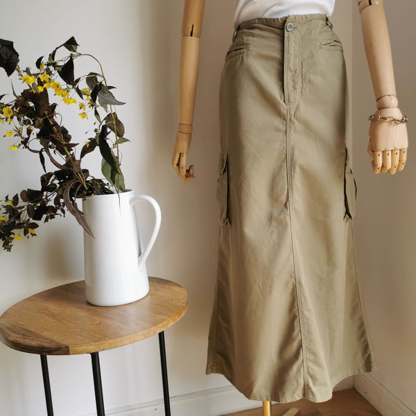 vintage utility maxi skirt