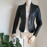 cropped black leather blazer