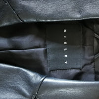cropped black leather blazer