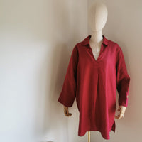 cranberry red linen tunic