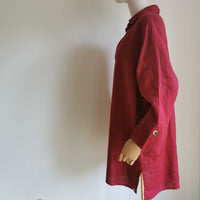 cranberry red linen tunic