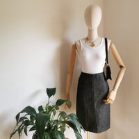 minimal black denim skirt